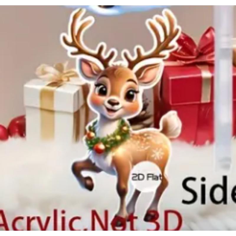 Cute Elk Baby with Christmas Lights Acrylic 2D Flat Pendant Christmas Tree Decoration Pendant Car Rearview Mirror Pendant Holiday Decoration Pendant