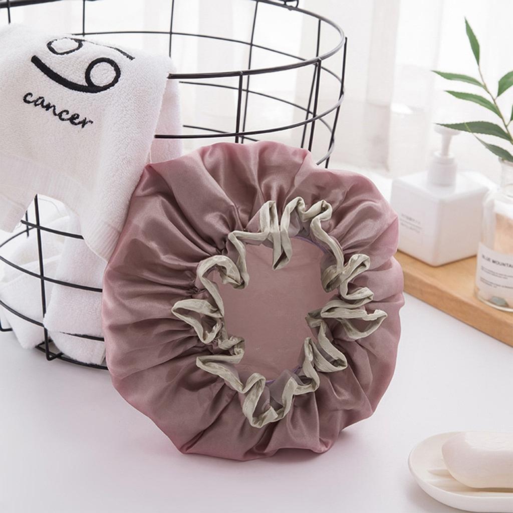 Женская двойная водонепроницаемая атласная шапочка для купания, шелковая многоразовая шапочка для волос