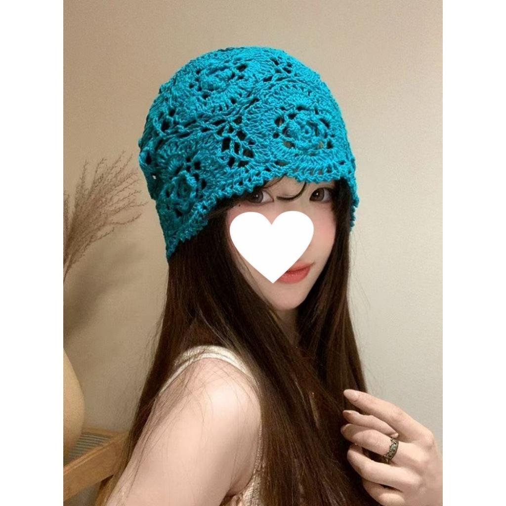 Женская шапка-бини свободного кроя без полей, вязаная ажурная шапка, шапочка, женская шапка, тонкой вязки, шерстяная шапка, вязаная шапка, шапка-пирожок