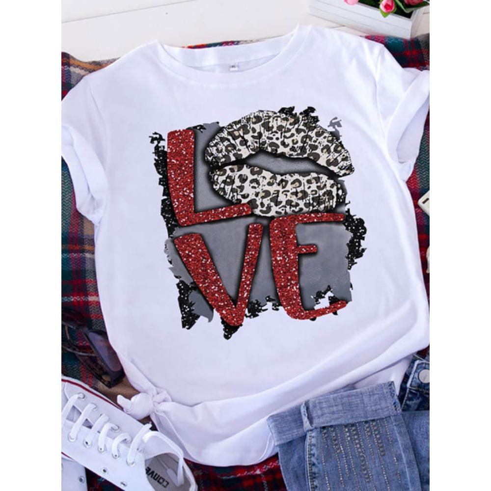 Brave Soul L American Retro Letters Love Белая футболка женская с коротким рукавом и круглым вырезом свободный повседневный топ большого размера оверсайз