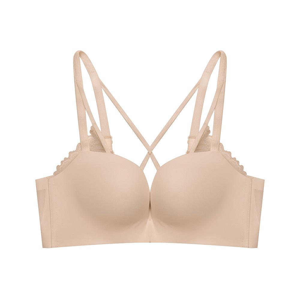 Не оставляющая следов, удобная пряжка спереди, красивая спинка, простые сборки, глянцевое кольцо из нержавеющей стали, дышащий бюстгальтер