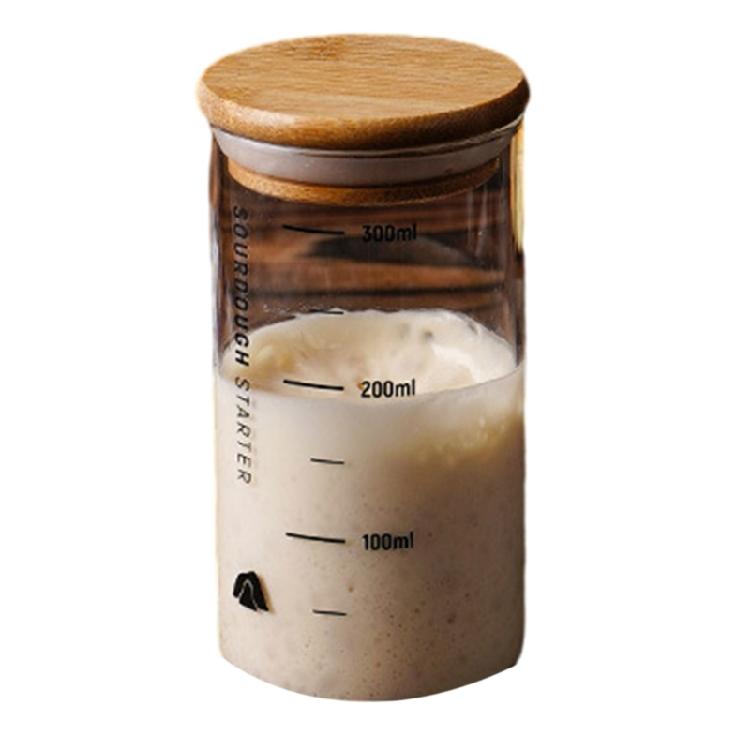 Банка для ферментации закваски с деревянной крышкой Прозрачная стеклянная емкость для стартера закваски Герметичная банка для теста Аксессуары для выпечки