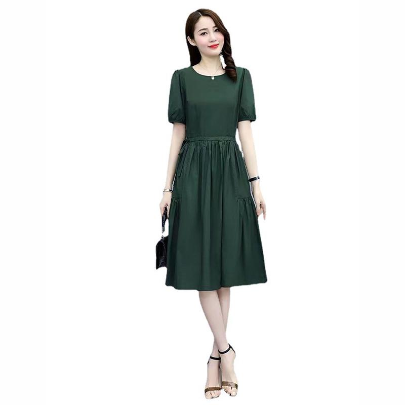 Женское платье Корейская версия плиссированного платья для женщин, свободного покроя и с приталенной талией, с короткими рукавами