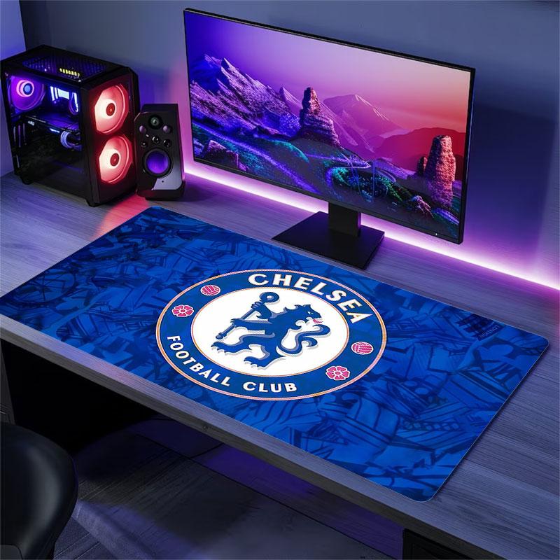 Коврик для мыши Chelsea FC, Большой игровой коврик для стола, Нескользящий коврик XXL для мыши для ноутбука и планшета, Игровой коврик для мини-ПК со прошитыми краями