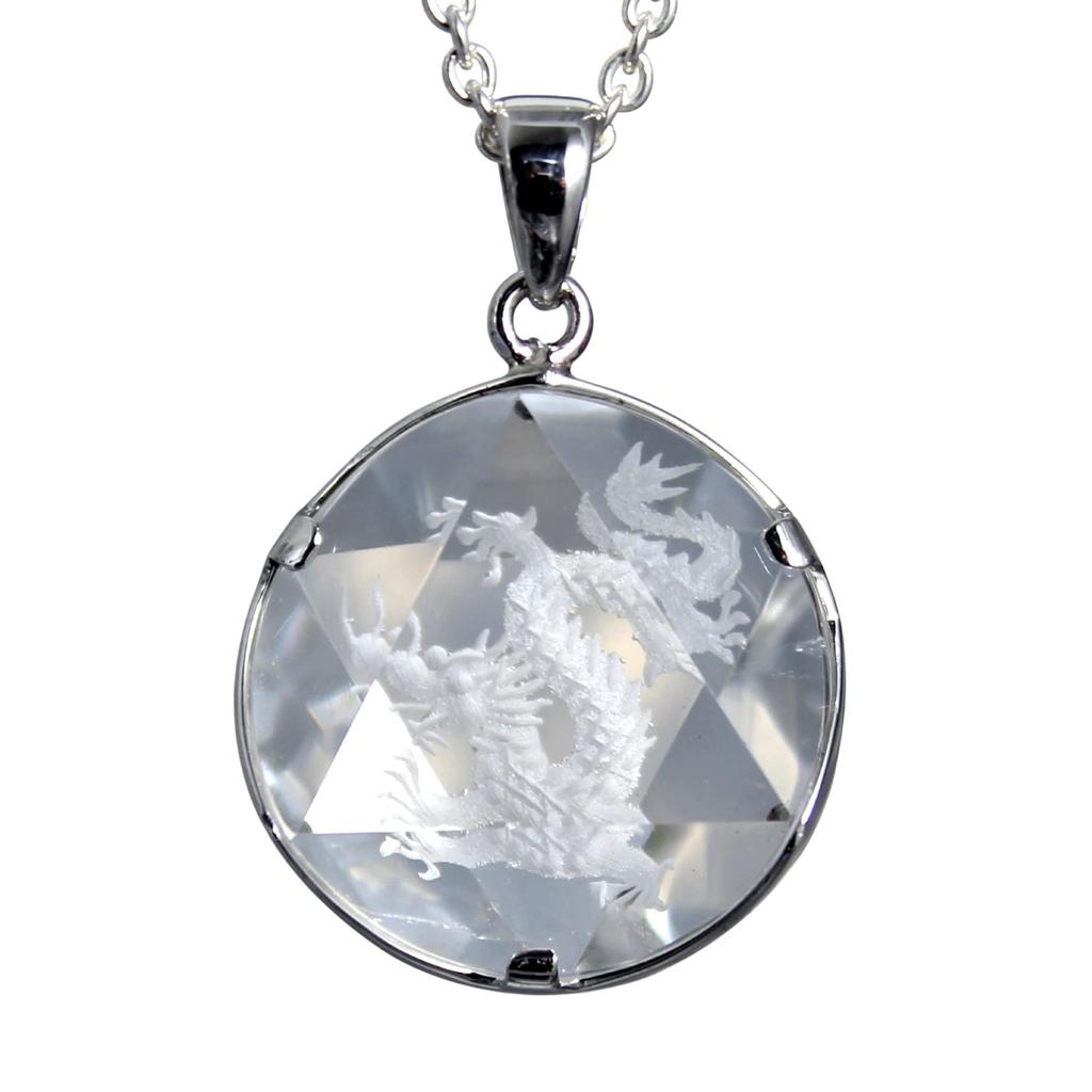 Гексаграмма Гексаграмма Дракон Кристалл Серебряный 925 Подвеска Подвеска Топ Японский Узор Амулет Удачи