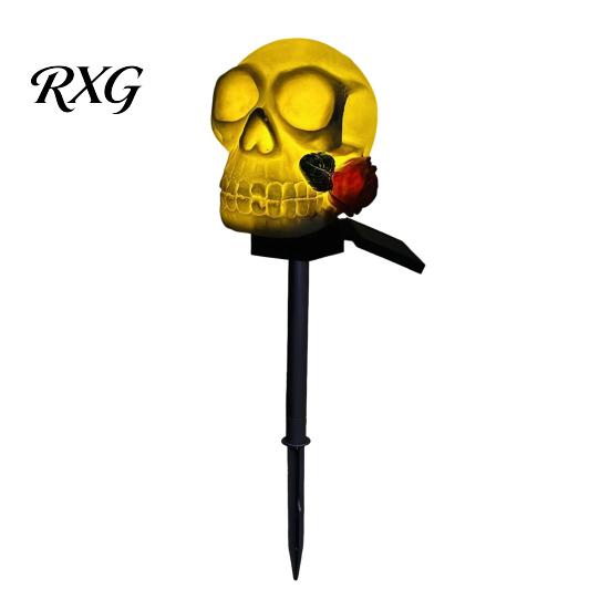 Automatic Dusk to Dawn Lighting Garden Skull Solar Light, See Hear Speak No Evil Spooky Gothic Decor for Haunted House Waterproof LED Light with Stake