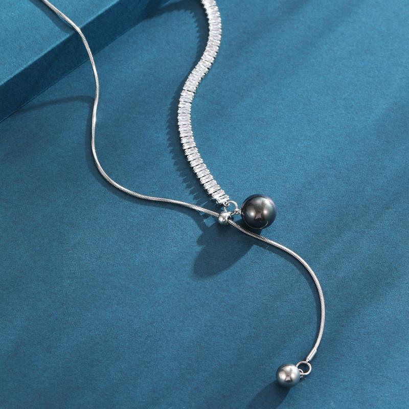 Fashionable Multilayered Pearl And Crystal Necklace With Unique Geometric Design Women For