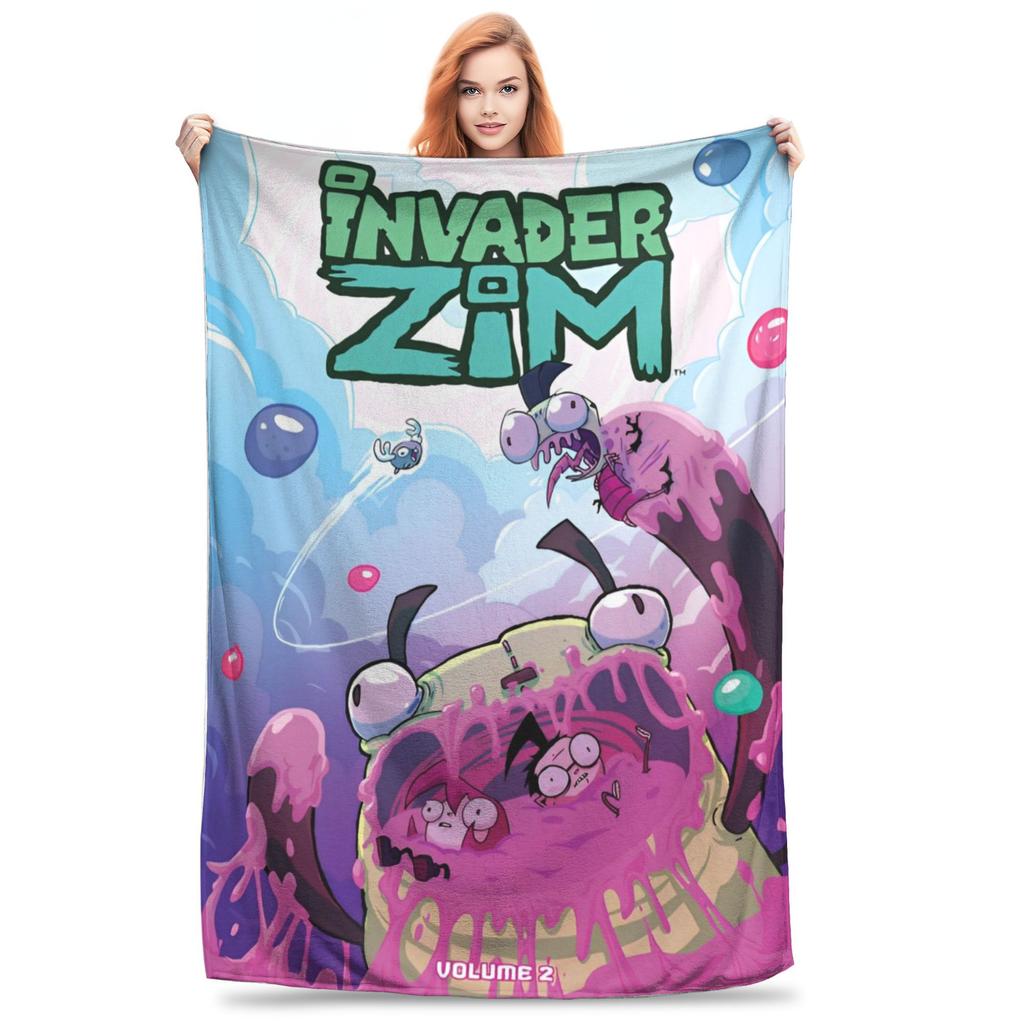 Invader Zim Gir Dib Robot Blankets Flannel Textile Decor Portable Super Soft Throw Blanket for Bed Car Bedspread
