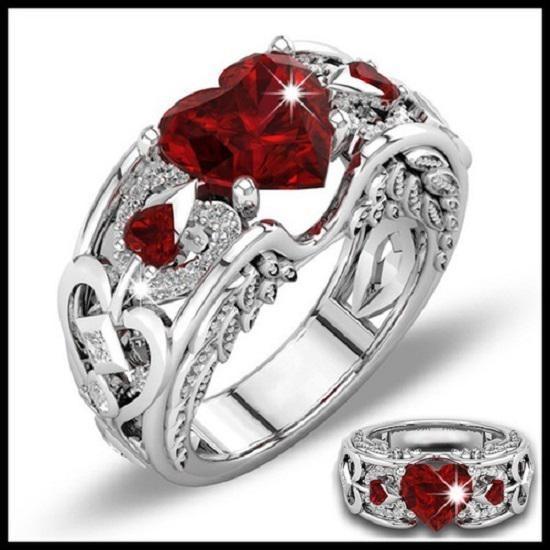 Элегантные женские женские украшения из страз в форме сердца принцессы обручальное кольцо