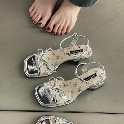 Французские ретро римские с открытым носком сандалии женские 2025 лето новая мода красивые внешние высокие каблуки новые