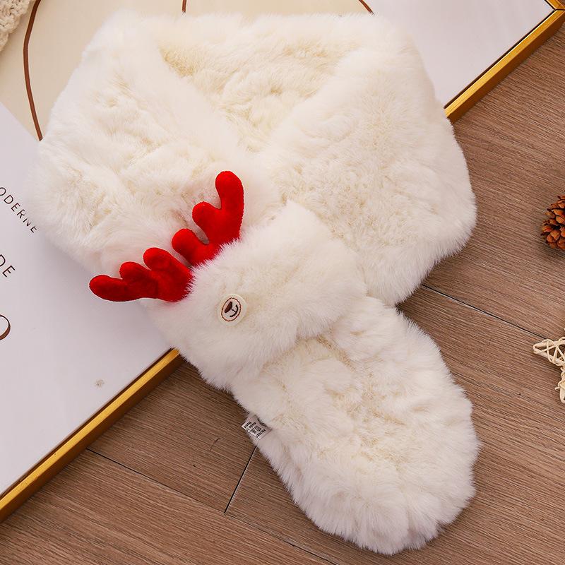 Рождественская атмосфера красный лось рог плюшевый шарф утолщенный шарф женский зимний универсальный студенческий теплый