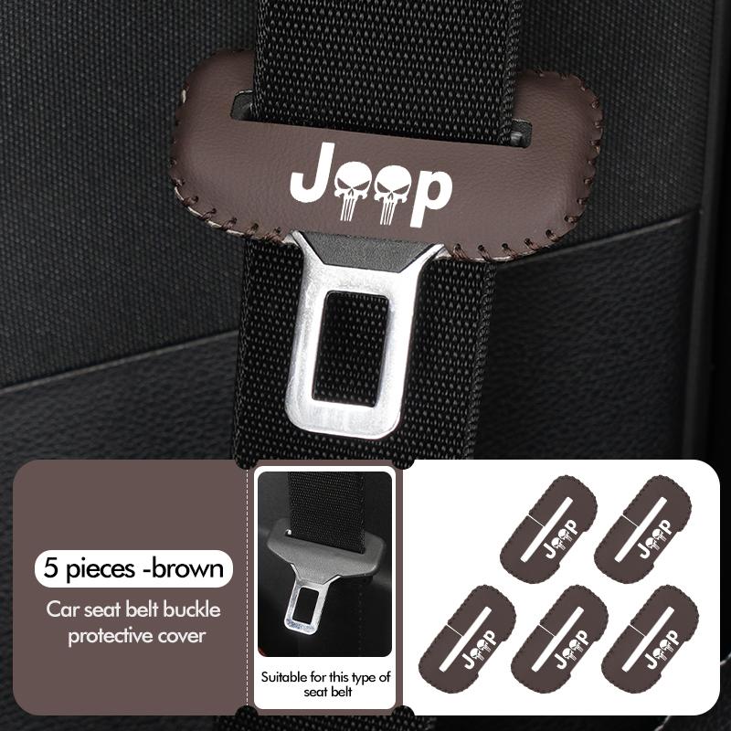 For Jeep Car Seat Belt Buckle Plug Leather Car Seat Belt T Clip Protective Covers Grand Cherokee Wrangler JK Renegade Gladiator