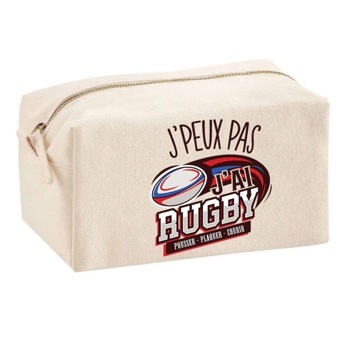 Trousse multifonction J'peux pas Rugby Pousser Plaquer Cadeau Idée Personnalisé Original | Trousse Scolaire Fournitures Bureau