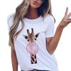 Tshirt Funny Animal Printed Tops Female Clothing Thin Section T Shirt Women Harajuku White Summer