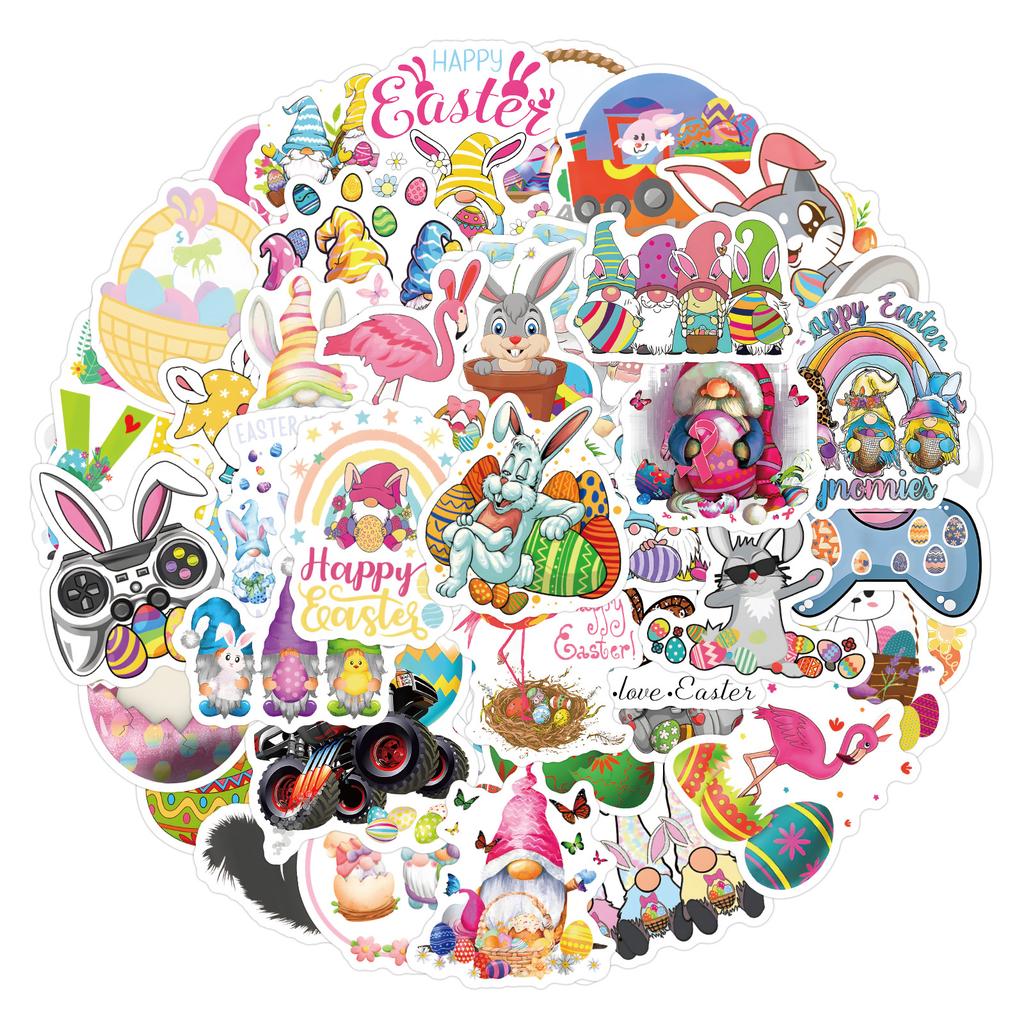 55 New Cartoon Easter Easter Easter Egg Rabbit Stickers Suitcase Mobile Phone Graffiti Stickers