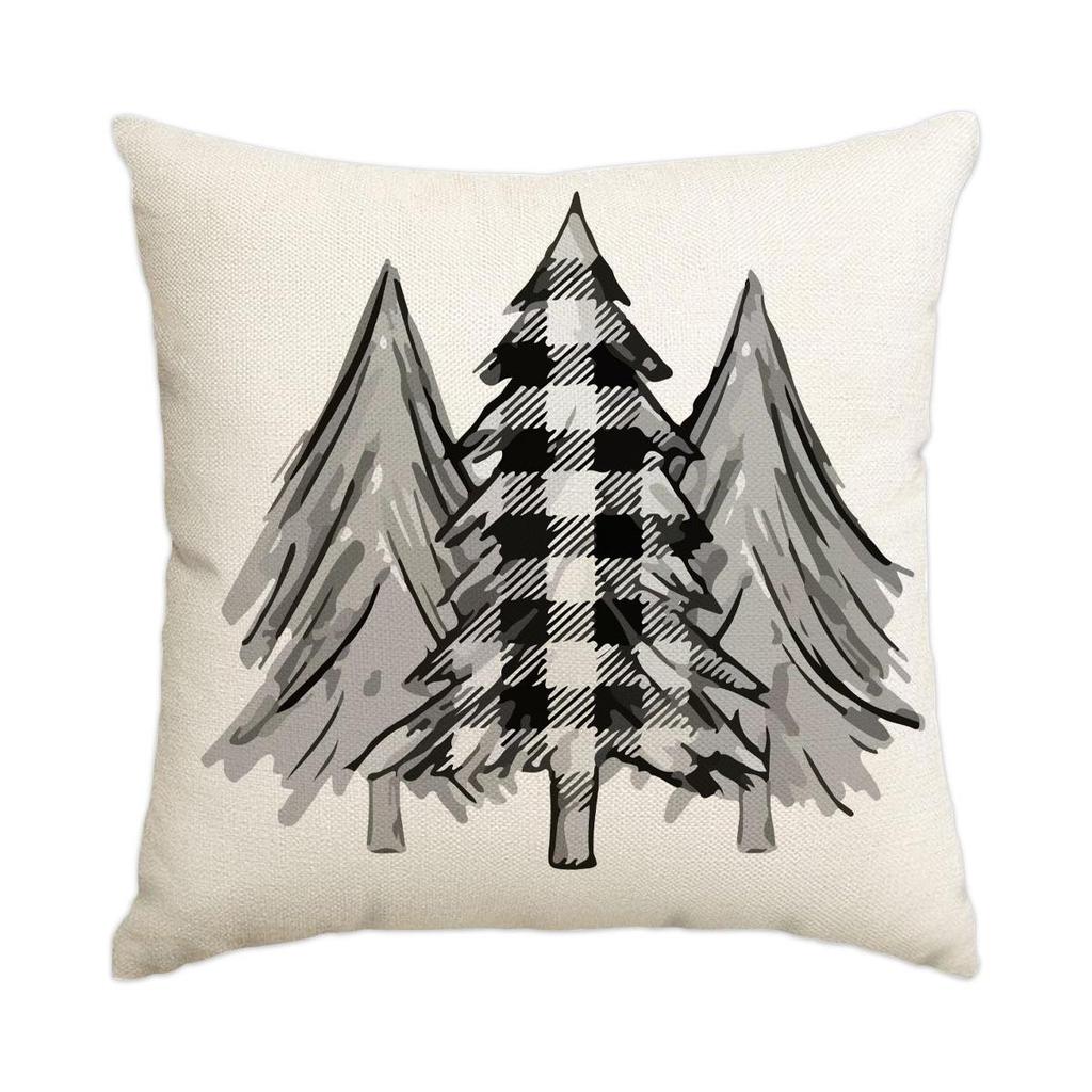 Горячая распродажа Рождественская наволочка из искусственного льна с принтом елки и снеговика - Праздничная декоративная наволочка для диванной подушки