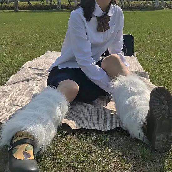 Yousheng Fuzzy Leg Warmers Women Knee Length Faux Fur Leg Warmers Winter Long Boots Shoes Cuff Cover for Girls Street Party Daily Wear