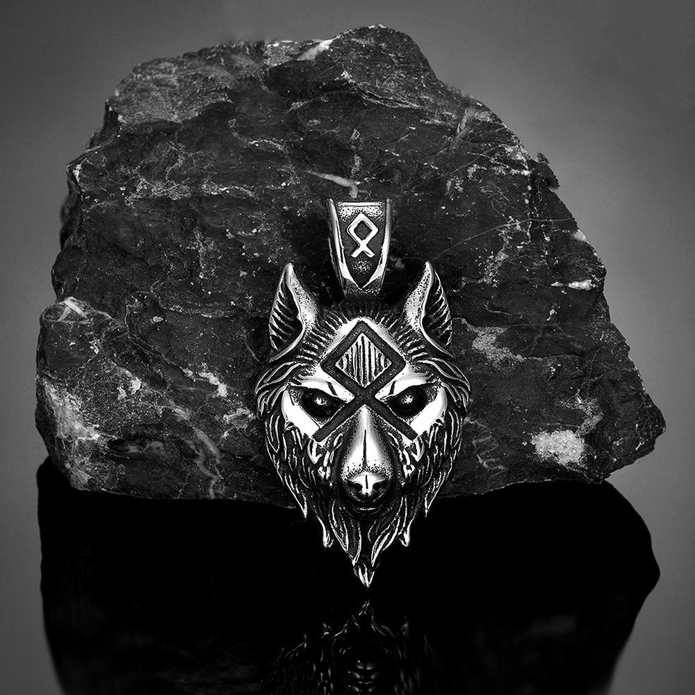 Viking Necklace Wolf Men Punk Norse Mythology Odins Runes Gerifreki Valknut Amulet Stainless Steel Pendant Retro Jewelry Gifts