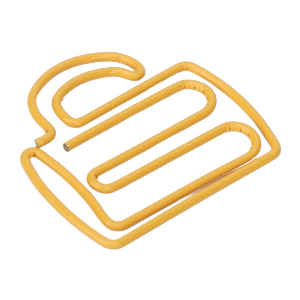 100Pcs Cup Shape Cute Paper Clips Yellow Office Clips Decorative Cool Paper Clips Office Supplies