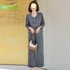 Элегантный весенне-осенний костюм-двойка: Модный топ и рубашка в китайском стиле для женщин среднего и пожилого возраста