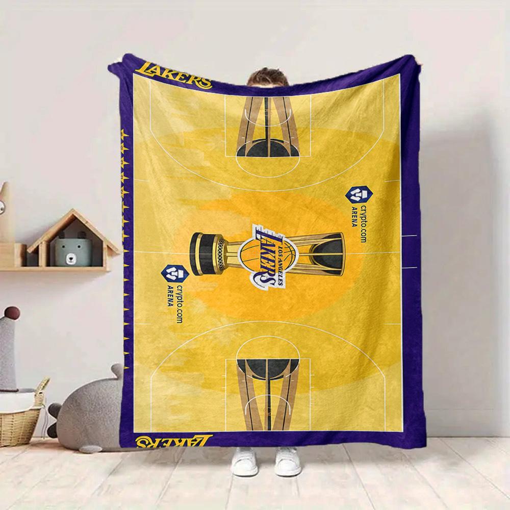 1pc Basketball Lakers Flannel Blanket, Soft Skin Friendly with Digital Printing, Various Sizes Available for Family, Friends, Birthday