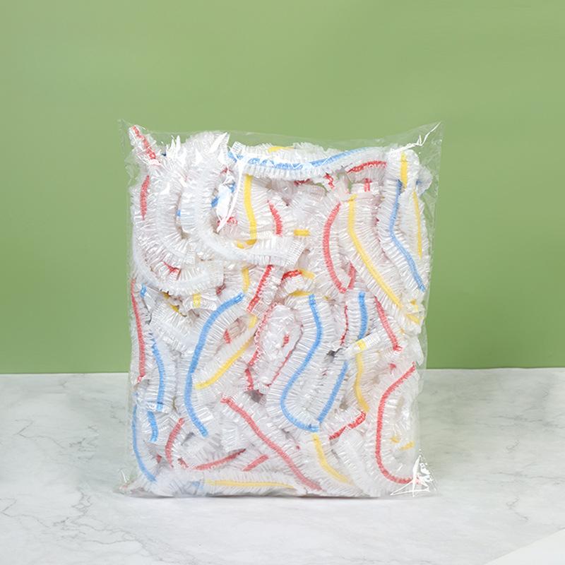 100 шт. Пищевые оберточные крышки ПЭ пленка Эластичная крышка для миски Одноразовые и надежные Сохраняют еду свежей и вкусной Идеальный кухонный аксессуар