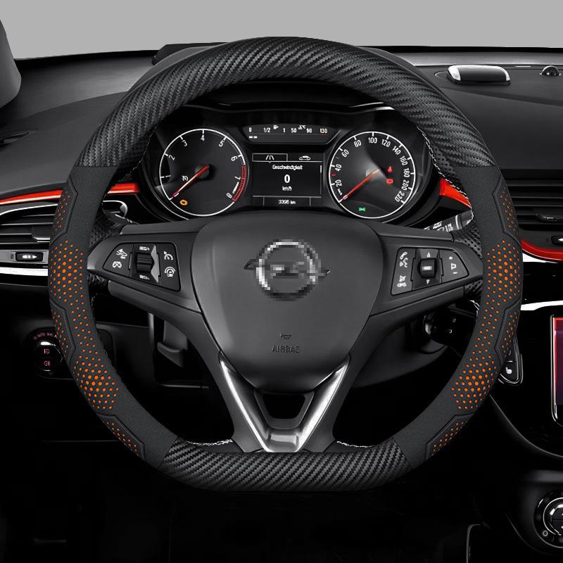 AAAEF1 Opel OPCline ASTRA CORSA INSIGNIA MOKKA VECTRA GTC Tigra Carbon fiber Suede Leather Car Steering Wheel Cover Auto Accessories