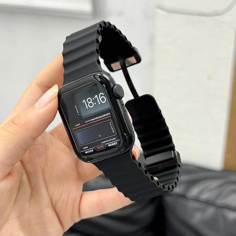 Ocean Strap for Apple Watch 10 9 8 7 Ultra Band 46mm 45mm 49mm 44mm 41/42mm Silicone Magnetic Sport Bracelet iWatch Series se 6