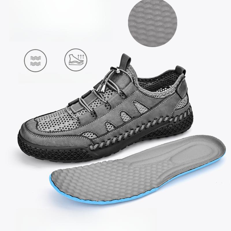 Летние мужские кроссовки для отдыха на открытом воздухе, дышащая сетка, повседневные туфли на плоской подошве, обувь для вождения, большой размер 39-46