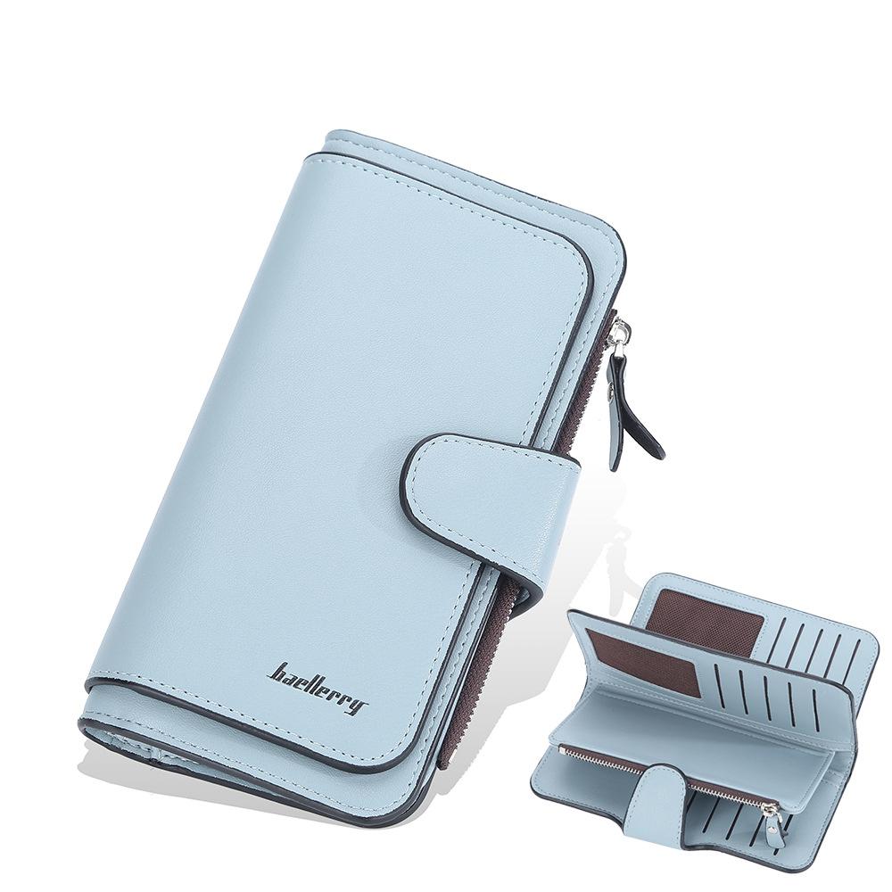Baellerry Мужской и женский длинный кошелек на кнопке кошелек с несколькими отделениями для карт бумажник тройного сложения футляр для купюр унисекс сумка для сотового телефона на молнии кошелек для монет