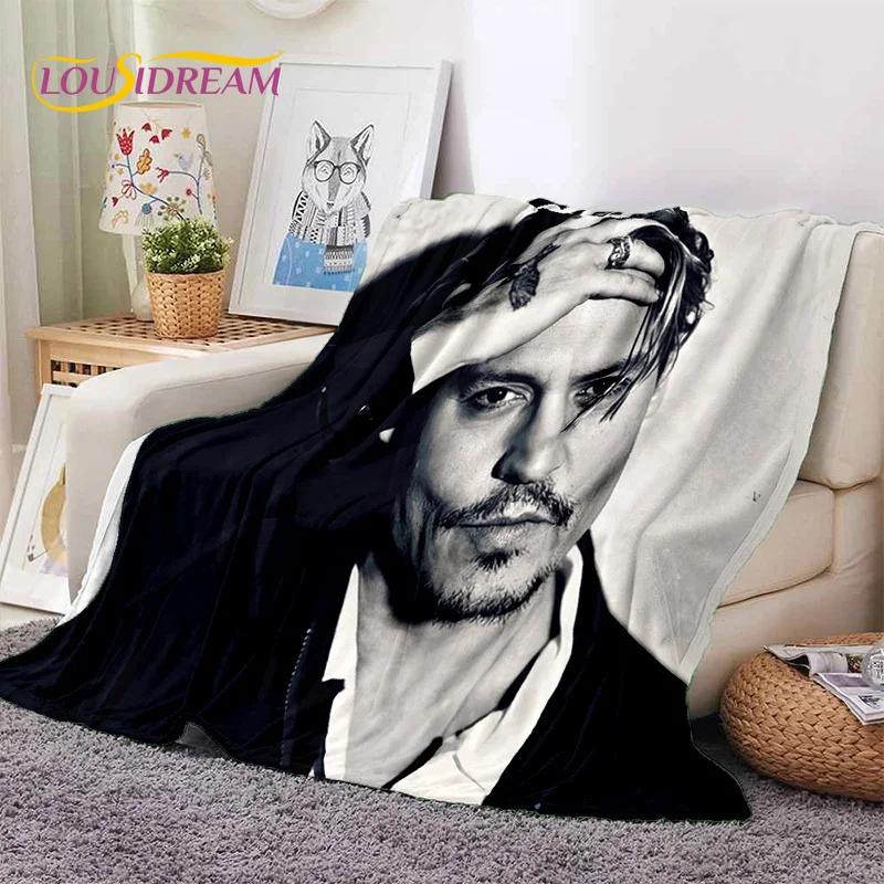 3D Printing Johnny Depp Star HD Soft Blankets,Keep Warm Throw Blanket Comfortable Blanket for Picnic Beds Sofa Home Bedroom Gift