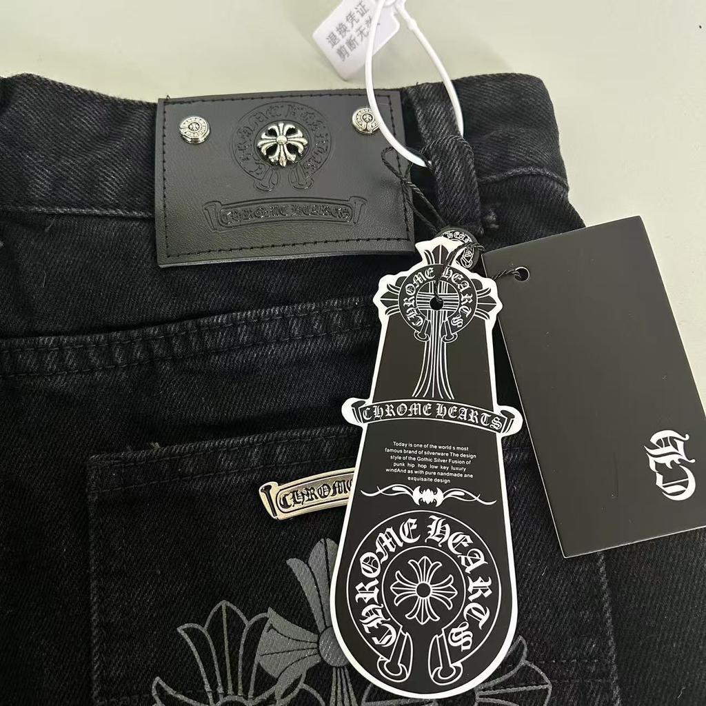 9930 CHROME HEARTS Мужские и женские модные джинсы в американском стиле с тканевыми нашивками, повседневные и модные брюки в стиле хай-стрит