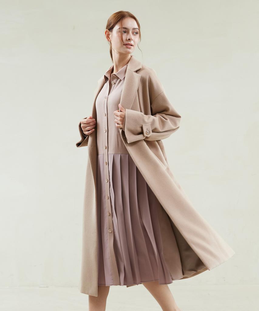 YUJEEOT Drop Shoulder Oversized Cashmere Coat