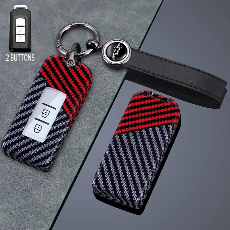 Подходит для Mitsubishi Lancer Xpander Outlander Asx Ex Pajero Sport Eclipse Cross Montero Чехол-корпус для брелока авто из углеродного волокна Кольцо для ключей