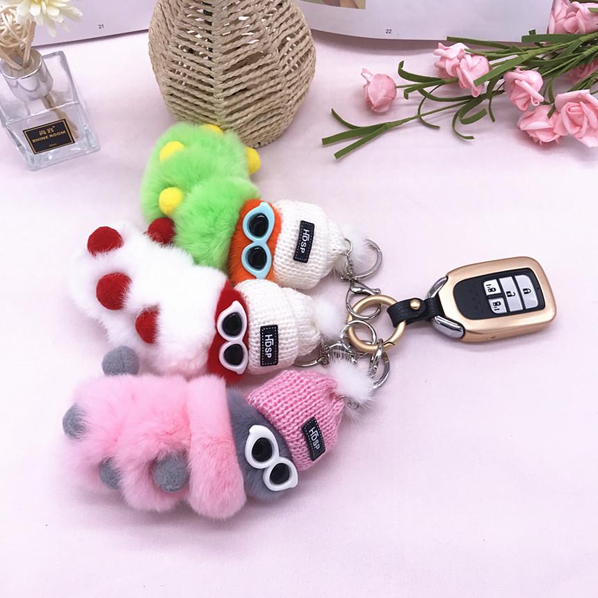 Кролик Рекс красочная гусеница плюшевая сумка кулон брелок креативный милый женский норковый ювелирный подарок