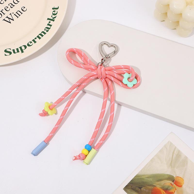 Candy-Colored Yarn Bow - Handmade DIY Craft with Charms, Durable Polyester Cord for Women's Bags, Keys, Bag Charm