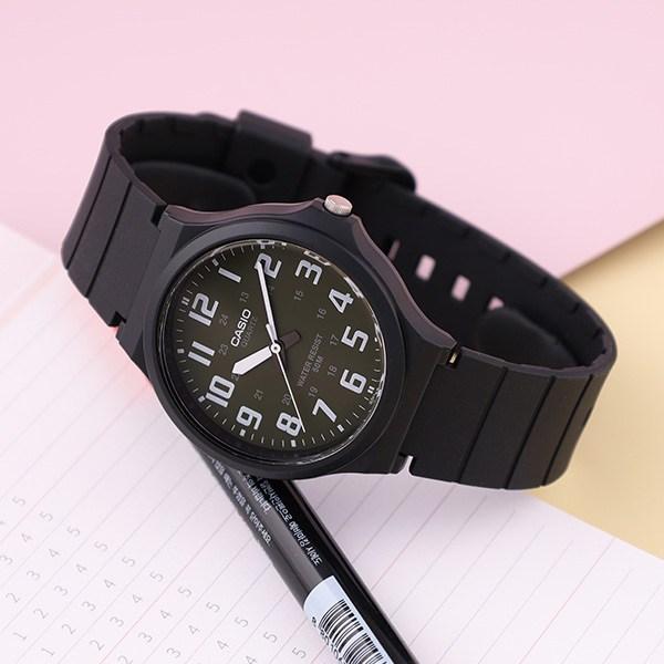 Casio Men's Fashion Student College Entrance Exam Wristwatch Khaki + Battery Exchange Voucher Package