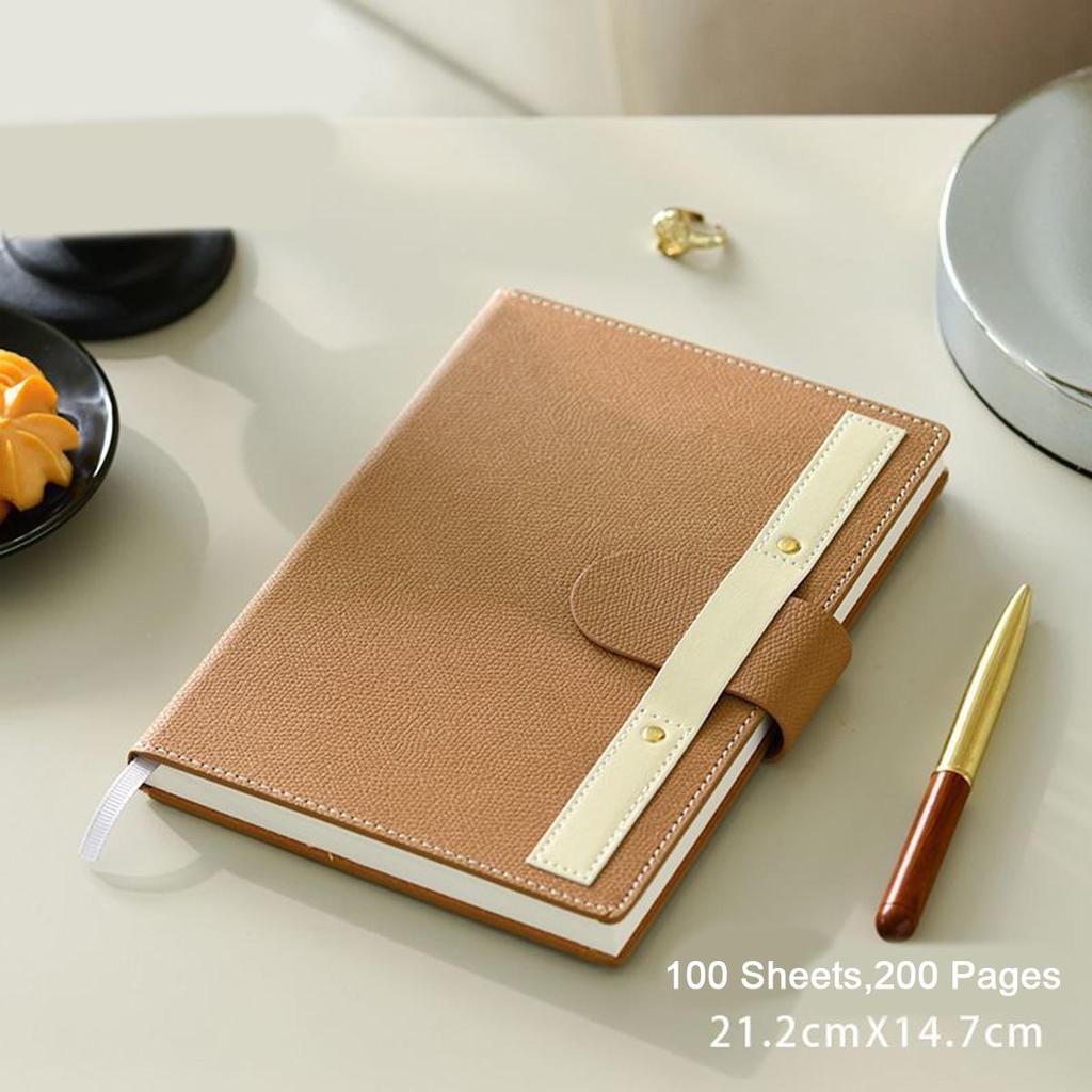 Деловой блокнот формата А5 с толстой застежкой, рабочий блокнот, книга записей совещаний, студенческие заметки, дневник, журнал путешествий, книга выписок, 100 листов, 200 страниц