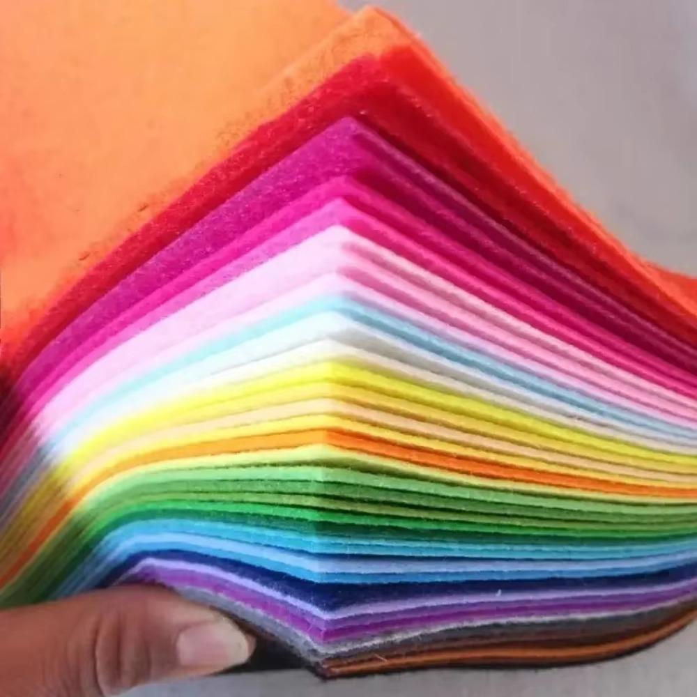 40Pcs Colorful Non Woven Fabric Squares Needlework Felt Fabric Felt Fabric Sheet Sewing DIY Craft