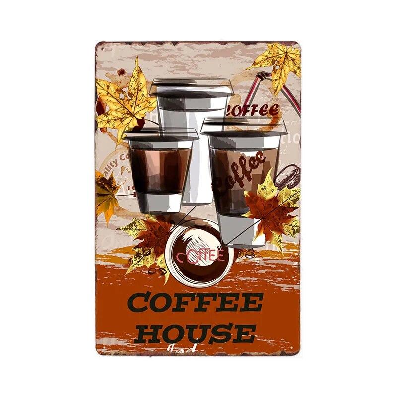 Retro Metal Coffee Tin Signs Cafe Shop Plaque Vintage Bar Pub Wall Decorative Poster Home Decor 20x30cm