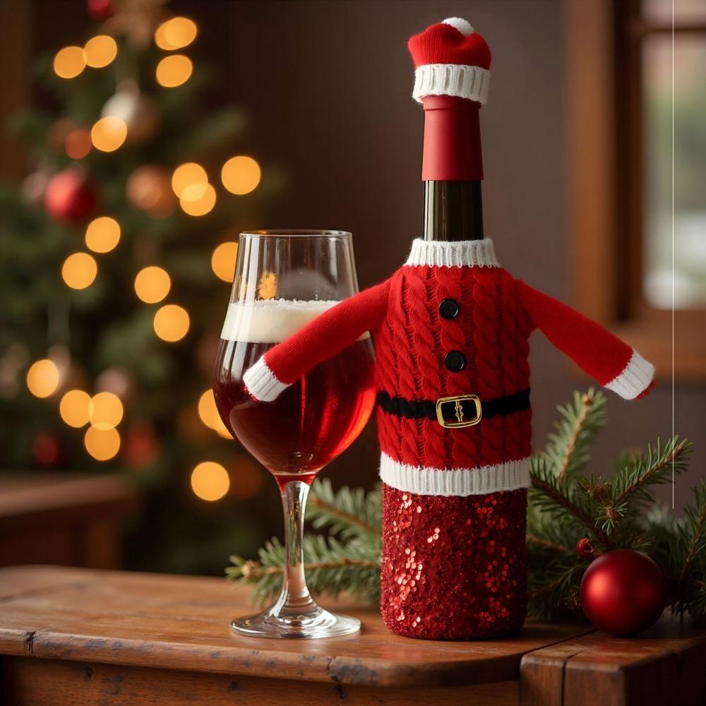 DIY Christmas Wine Bottle Cover Creative Wine Bottle Knitted Sweaters  Party Supplies