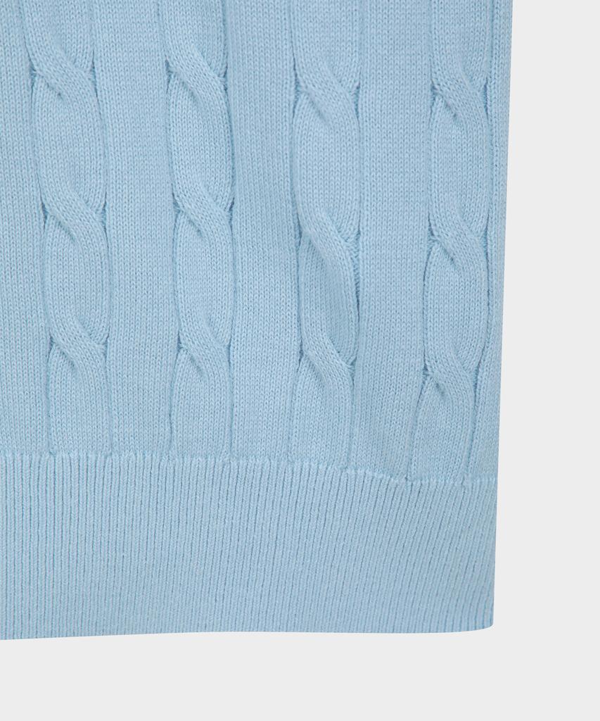 BROOKS BROTHERS Cotton Cable Polo Short Sleeve Sweater (Light Blue) (Bbwtmog204)