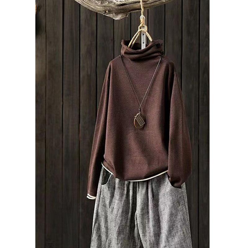 Осень-зима Женские футболки с воротником-стойкой, однотонные, мягкие, удобные, с длинным рукавом, пуловеры