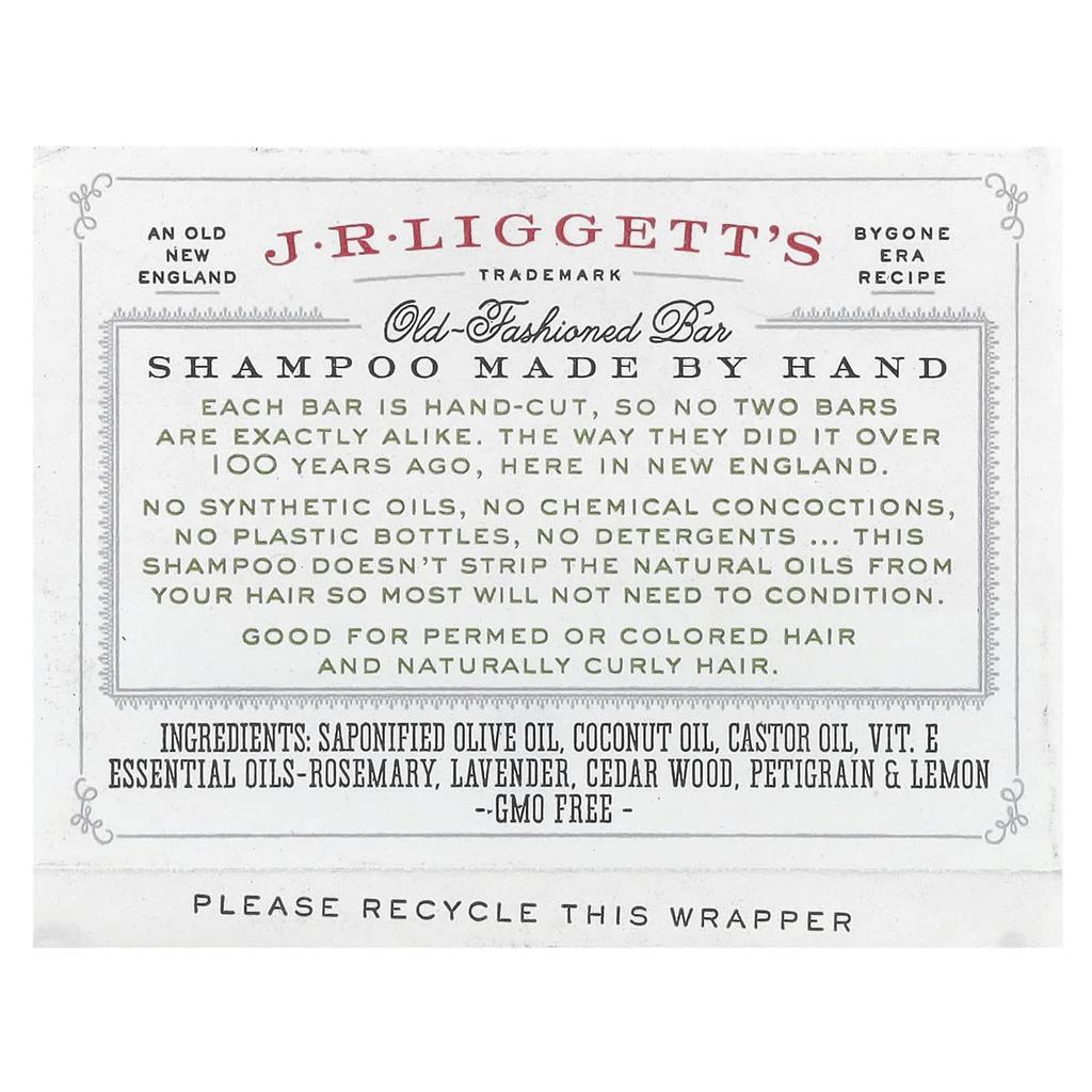 J.R. Liggett'S, Traditional Shampoo Bar, Herbal Formula, 99G(3.5Oz)