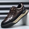 Men's Shoes Trendy Brand Light Luxury High-end Board Shoes Men's Leather Thick-soled Versatile Casual Shoes Sports Breathable Shoes Spring