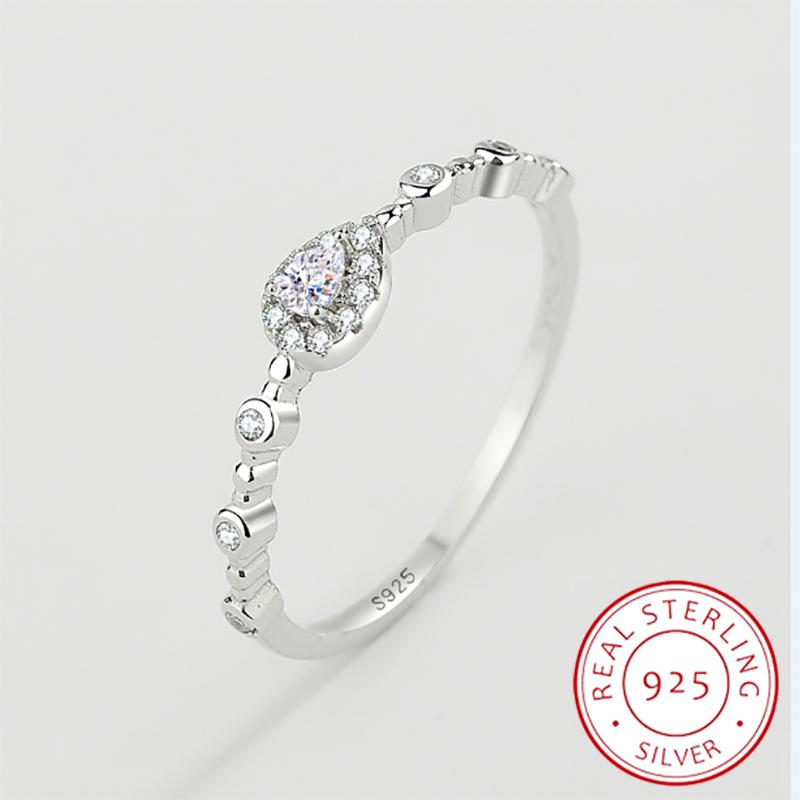 Ослепительные сверкающие обручальные кольца на палец, подлинные кольца из стерлингового серебра 925 пробы с прозрачным цирконом, изысканные женские модные украшения