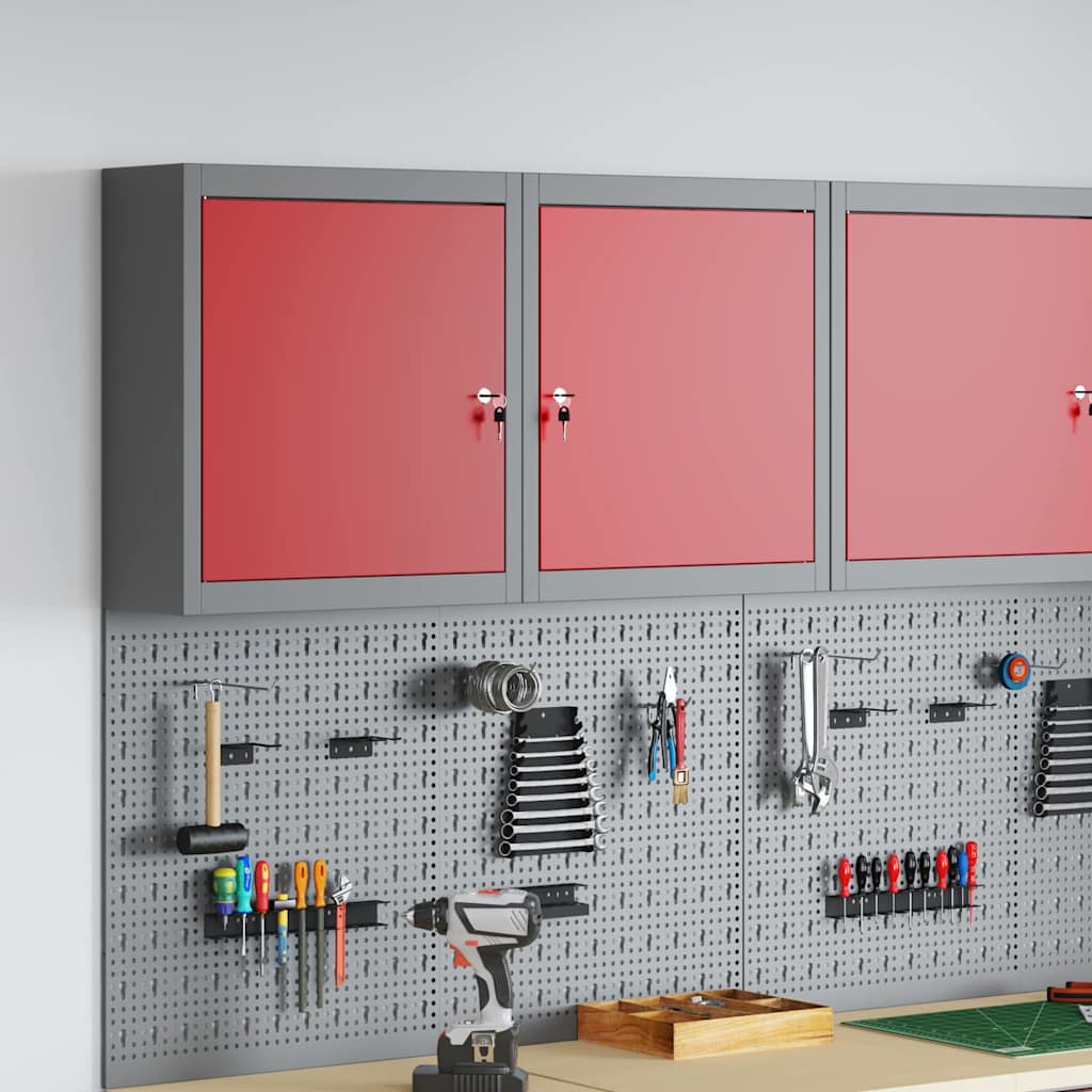 Tool Cabinet with Shelf Red and Grey 50 x 20 x 55 cm