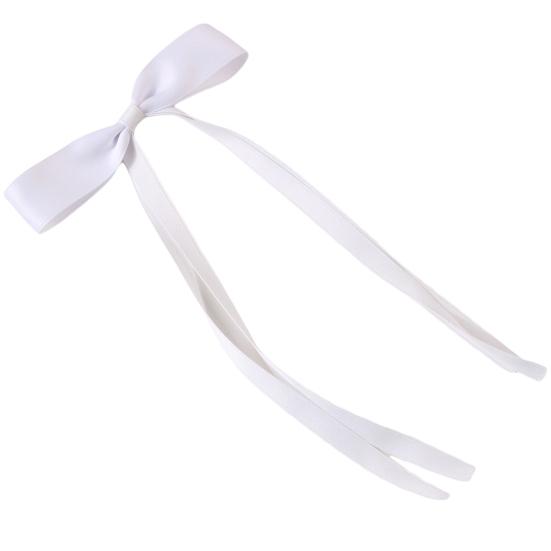 Women Hair Clip Bow Satin Retro Long Ribbon Large Size Solid Color Anti-slip Hair Ponytail Decoration Hairpin Hair Accessory Hair Barrettes