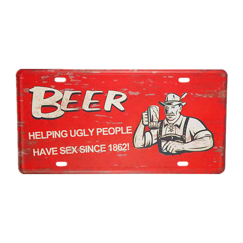 Car License Plate Shabby Chic Tin Sign Free Wifi Warnning Poster Beer Ads Plaques Restaurant Cafe Bar Pub Wall Stickers Decor