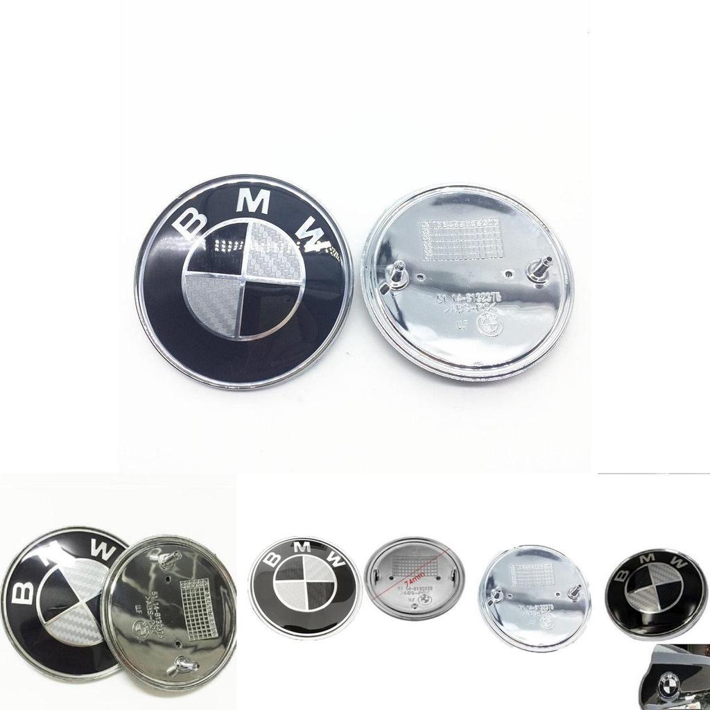 Logo Bmw For Real Carbon Fiber Black Silver 74mm Hood Trunk Badge Emblem
